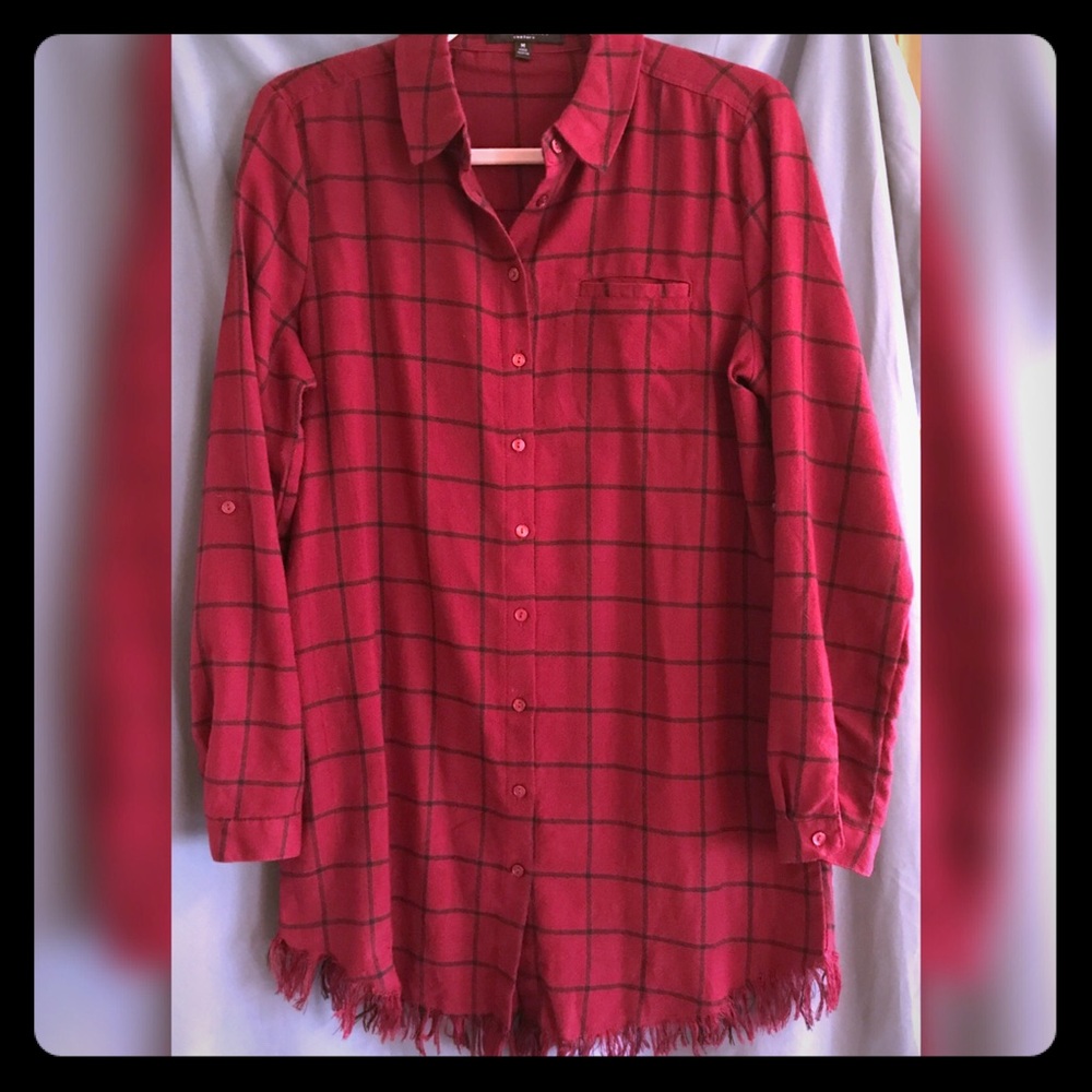 Oversized plaid button down shirt